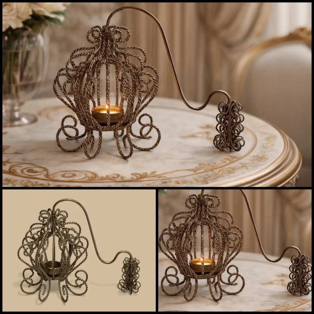 New Cirque du Soleil Alegria Brushed Metal Cage Lantern Tealight Candle Holder